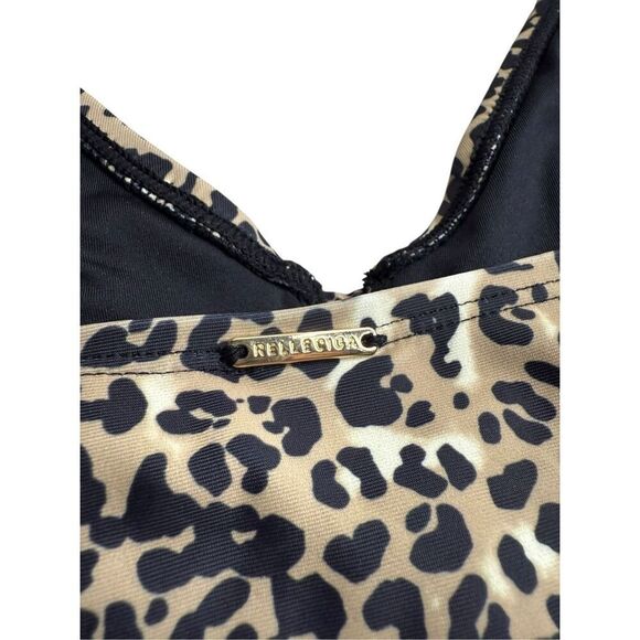 RELLECIGA Women's Large Leopard V Neck Shirred Tankini Swimsuit Top NEW - Picture 5 of 9